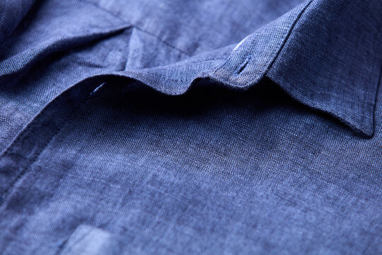 Close up of men's linen shirt. Soft focus.