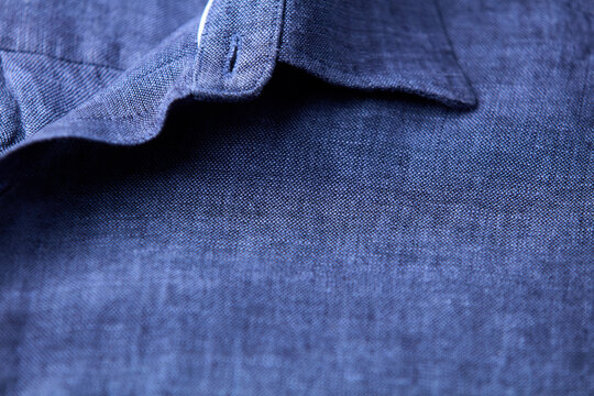 Close up of men's linen shirt. Soft focus.