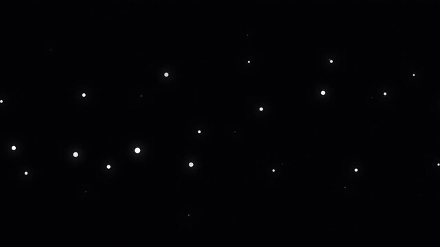 Looping abstract animation of small white particles twinkling and moving against a dark backdrop, ethereal glowing dust motes