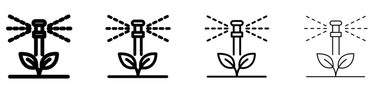 Garden sprinkler line icon for plant watering and irrigation