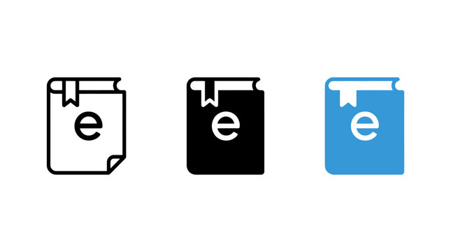 Ebook icon design set with vector book symbols and digital reading graphic illustrations