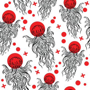 JELLY FISH SEAMLESS PATTERN