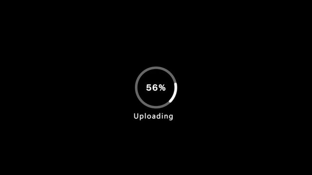 Uploading circle loads on the device screen with a smooth animation. Software uploading process. Please wait uploading in progress.