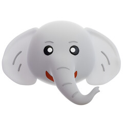 Cute 3D White Elephant Head Icon - Playful Safari Animal Emoji for Digital Design & UI/UX © Krematika