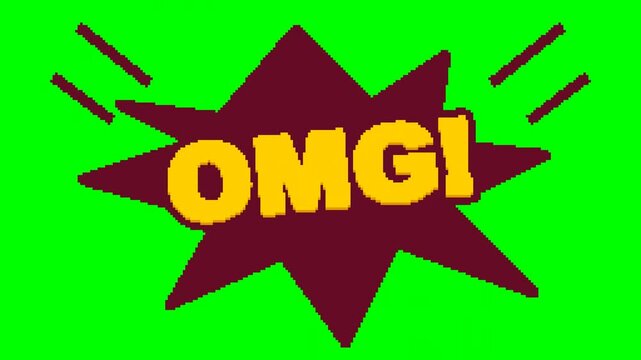 Animated OMG Comic Style Speech Bubble Graphic on Green Screen.
