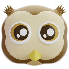 A charming, high-quality 3D rendered owl icon with large, expressive eyes, perfect for nature-themed apps and UI designs. © Krematika