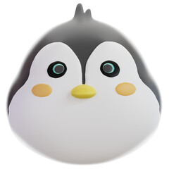 Cute 3D Penguin Head Icon - Adorable Cartoon Animal Face Illustration for Apps & Websites © Krematika
