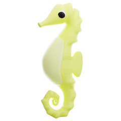A charming 3D-rendered yellow seahorse icon with a smooth, stylized finish, perfect for ocean-themed design projects and mobile apps. © Krematika