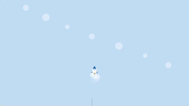 Minimalist character animation showing progress and scaling heights