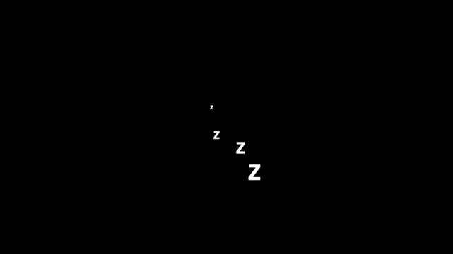 sleeping illustration animation on black screen. zzz animation.