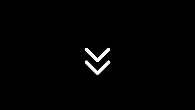 Looping animation of the down arrow icon. Mouse cursor scrolling on a black background.