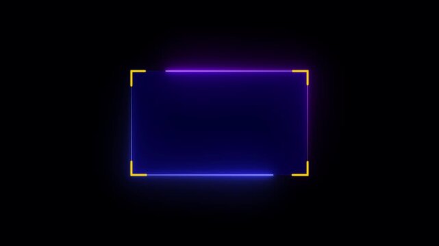 Futuristic neon HUD callout frame for digital interface. Sci fi HUD lower third with copy space for broadcast titles.