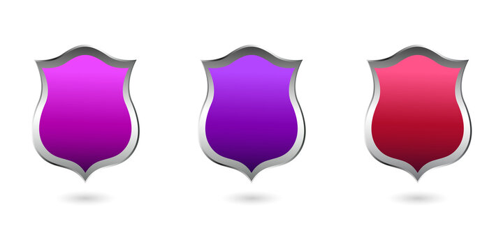 Three colorful shield isolated on a transparent background