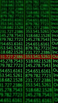 Detailed green call log display caller records, number columns highlighted status line. telecom data tracking, cyber crime visuals, business communications, monitoring tools digital investigation