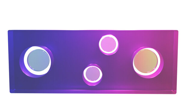 Purple and Blue Glassmorphism Plate with Circular Openings Isolated on PNG