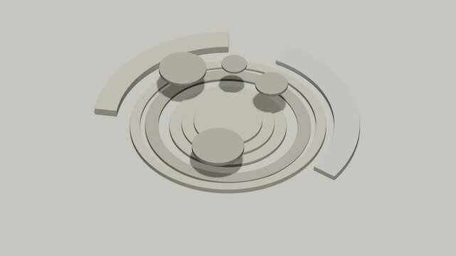 3D geometric animation of minimalist circular podiums rotating in loop