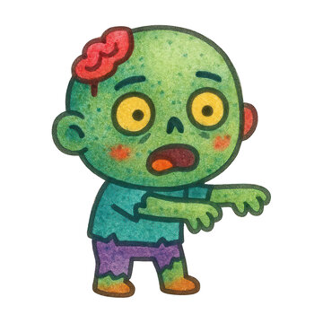 PNG Cute cartoon zombie illustration.