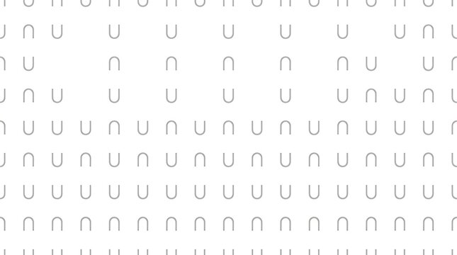 Seamless pattern with abstract geometric shapes of u and inverted u symbols