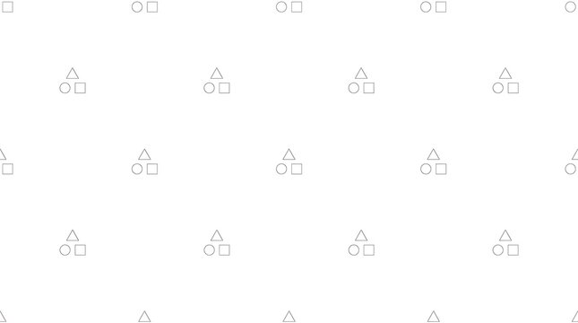 Seamless pattern with geometric shapes triangle circle and square isolated on white background