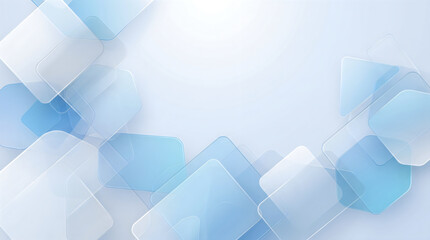 Obraz premium Abstract background with soft blue geometric squares and smooth gradients featuring central copy space