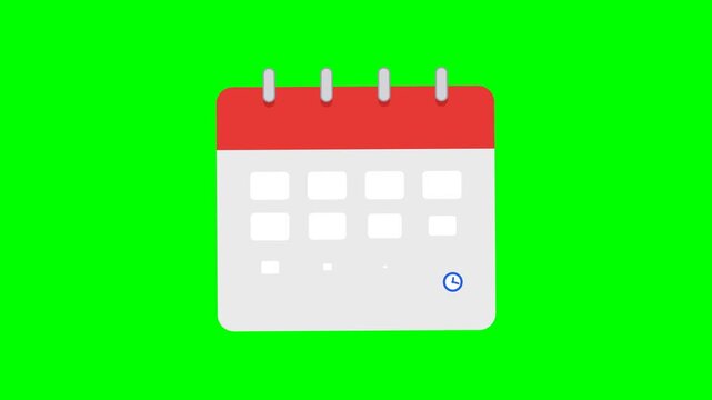 Calendar Schedule with Clock Time Appointment Greenscreen Animation