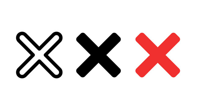 Cancel button icon variants design set with cross and close symbols vector illustration
