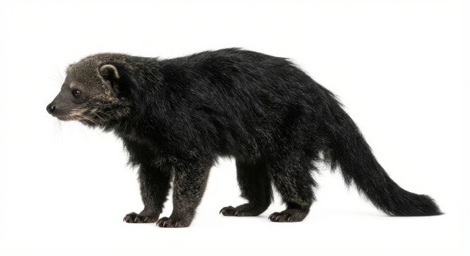 Binturong bearcat standing isolated on white background