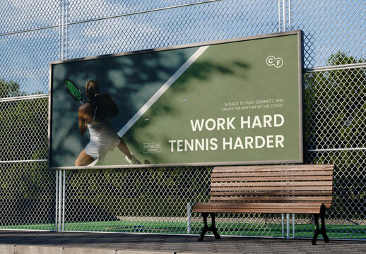 Tennis Court Billboard Mockup