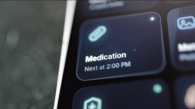 Medication reminder identifies next dose at 2:00 PM