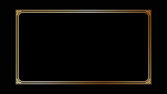 Elegant Golden Vintage Frame Animation on Black Background Golden Vintage Border Overlay. 16