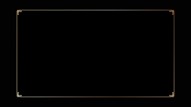 Elegant Golden Vintage Frame Animation on Black Background Golden Vintage Border Overlay. 47