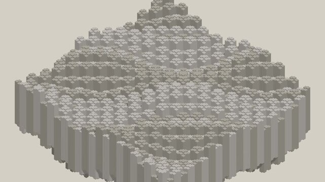 3D isometric pixel block wave ripple surface animation seamless loop background