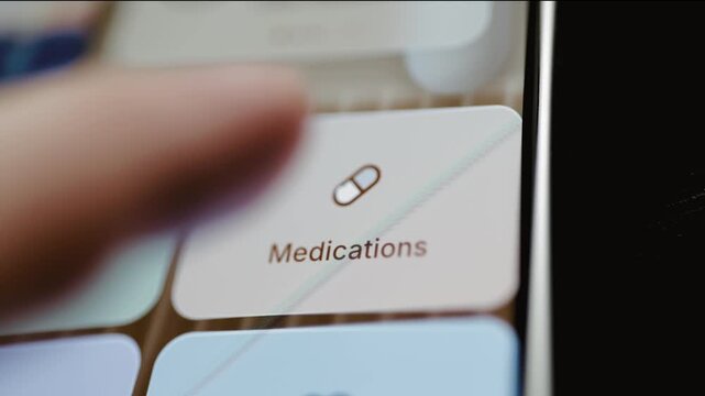 Medications shortcut sits ready for touch selection