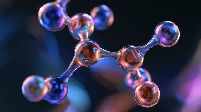 Abstract Representation of Colorful Molecular Structure with Glossy Surface and Modern Design Elements for Science and Technology Concepts
