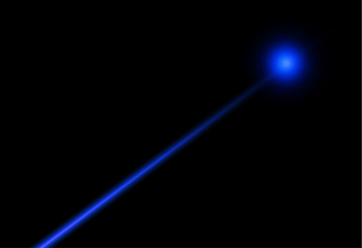 Diagonal blue laser beam with top right glowing flare 