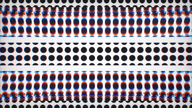 Abstract halftone dot pattern background animation with chromatic glitch loop