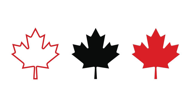 Red canadian maple leaf design in three styles