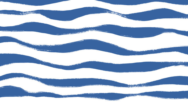 Classic blue wavy lines abstract pattern background with brush stroke texture