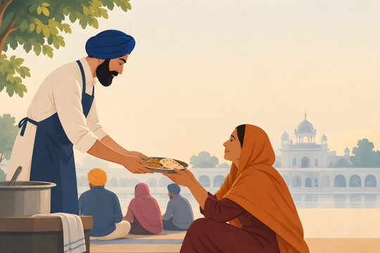 Gurpurab community meal service illustration