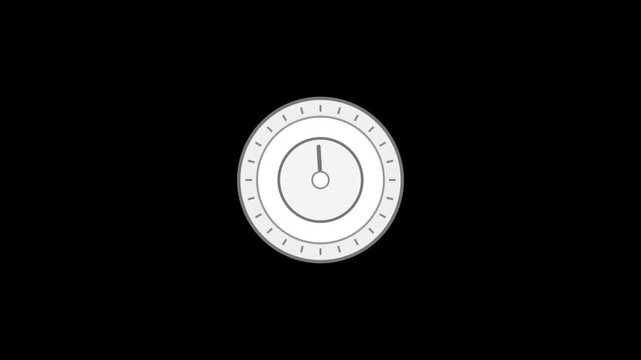 Six white minimalist gauges with rotating needles on black