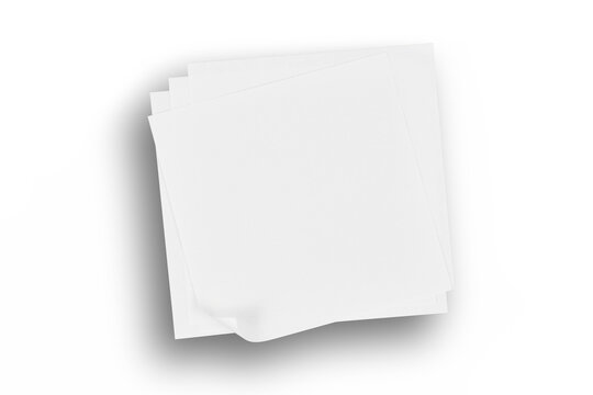 shaded stack of white sticky notes paper sheets with curled up edge isolated on white or transparent png