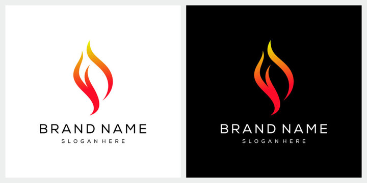 Minimalist initial letter F fire logo design inspiration