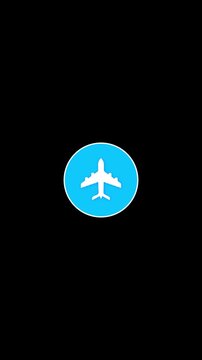 Aircraft glows round badge black for airline tickets, international travel, airport ads, flight schedules, tourism, business trips, destinations, departures, arrivals, logistics, transportation themes