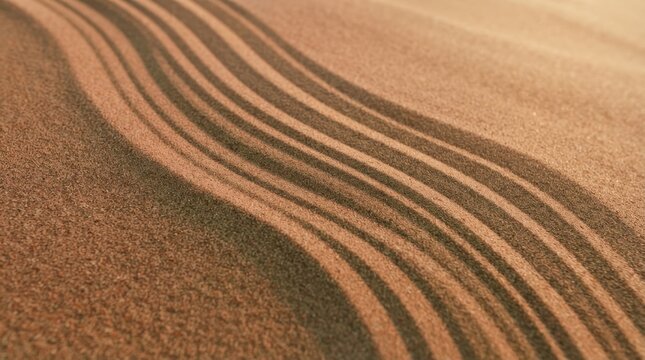 Desert Sand Dunes: Ripples and shadows dance across the vast expanse of sand dunes, creating an abstract landscape of natural beauty and tranquil patterns under the sun.