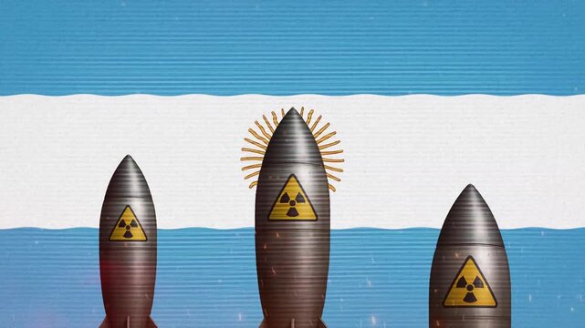 Animated Argentine Flag with Nuclear Warheads and Radiation Symbols