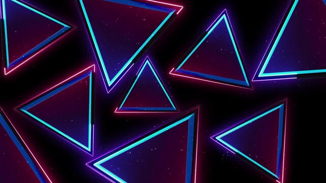Geometric triangles shine light deep violet scene Futuristic animation concerts, dance clubs, arcade visuals, streaming channels, advertisements, cyber themes creative transitions modern presentations
