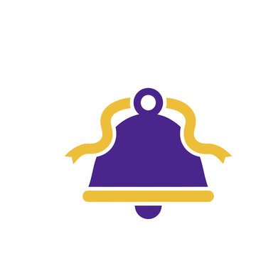Purple bell with yellow ribbon icon
