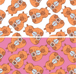 Obraz premium Trendy Boba lover print pattern - hand drawn doodle art. Bubble-tea print sticker. 
