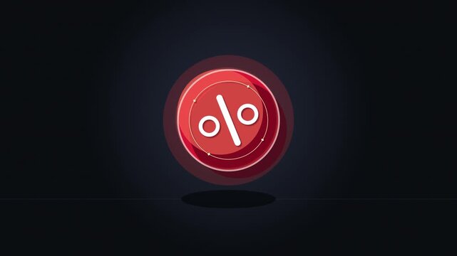 Pixel art percentage icon with glowing red border, discount and sale symbol, motion graphic