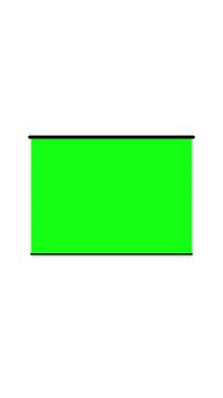 Green chroma screen hangs black bars background, for replacement. Practical presentations, classrooms, advertising, website demos, compositing, virtual production, tutorials, and product displays.